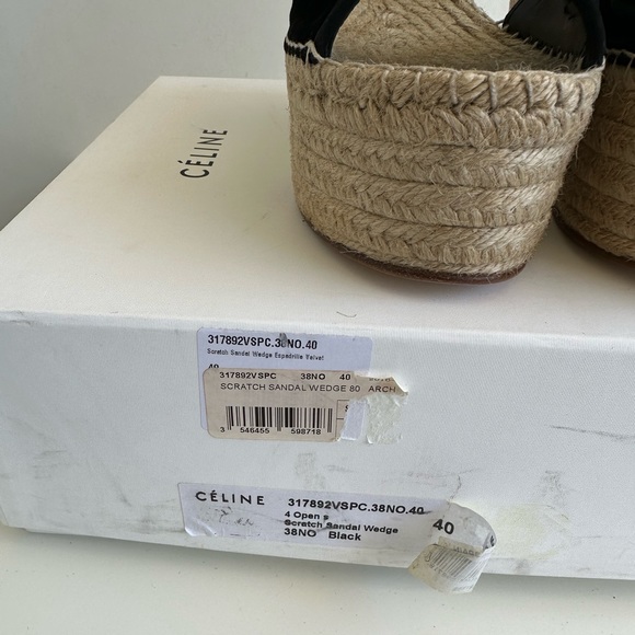 Celine Espadrilles Black Velvet Sandals Wedge Platforms size 40 New with box - Picture 3 of 10